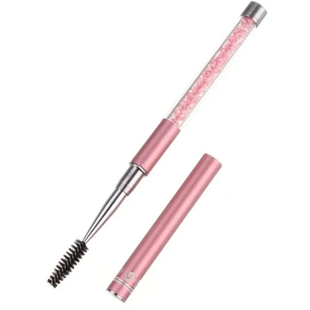 Pink Makeup Brush with Silver Accents